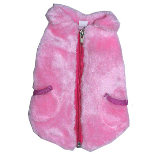 941 XS M Pink Faux Fur Zipped Coat Jacket Dog Clothes